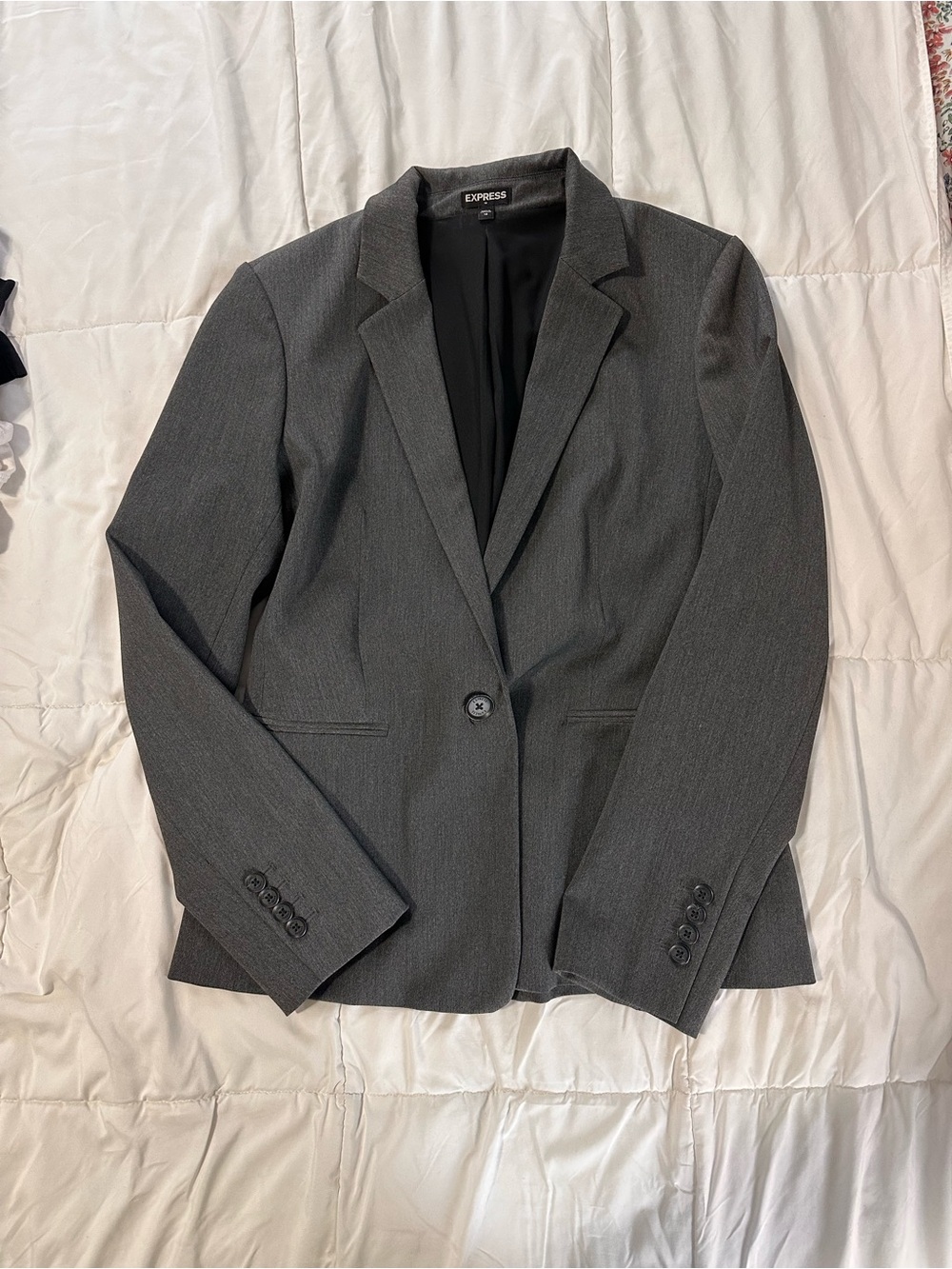 Express Women's Charcoal Gray Single-Button Blazer